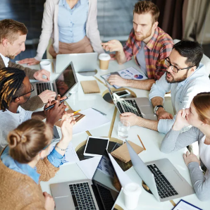 people sitting in a meeting