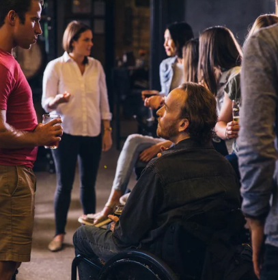 people talking at an event